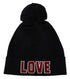 Dolce & Gabbana Black Wool Fur Ball DG Love Winter Beanie One Size Hat